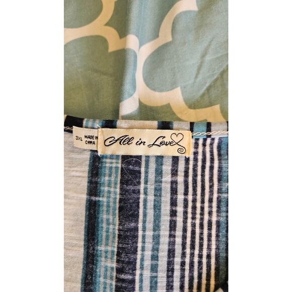 All in Love 3XL Short Sleeve Blue and White Striped Shirt - Picture 4 of 9